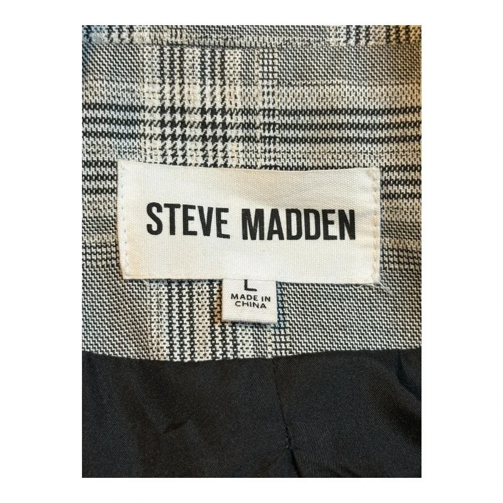 Steve Madden Plaid Double‎ Breasted Blazer Womens Large Gray Professional